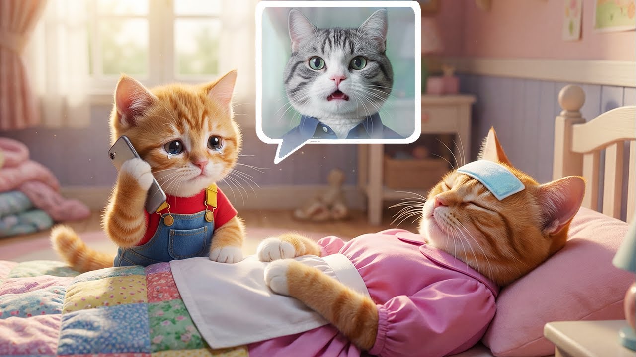 💔🌡️ Ginger Kitten Cares for Sick Mama Cat — A Little Love That Helps Her Heal 🐱❤️ Heartwarming