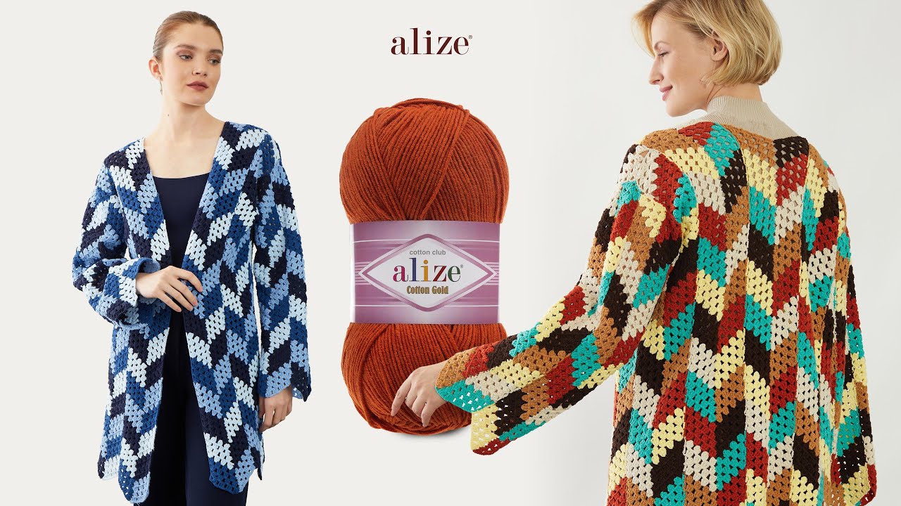 Кардиган с мотивом Alize Cotton Gold