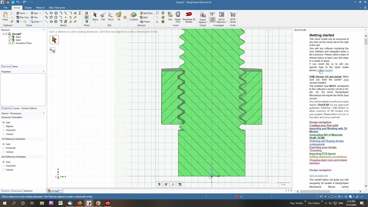 DesignSpark Mechanical Tutorial Metric threads