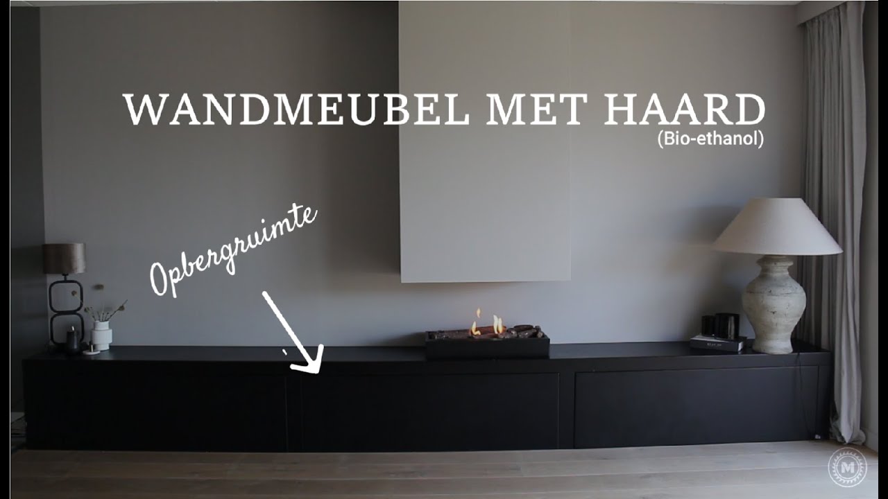 Wandmeubel met haard | (Wall unit with fireplace and storage!)