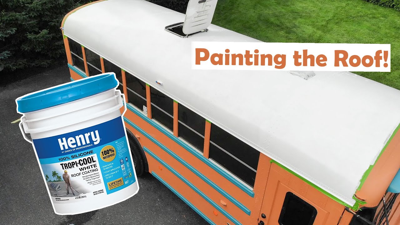 Painting our Skoolie Roof | BUS BUILD EPISODE 12