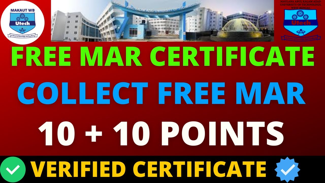 MAKAUT :  Free 10 MAR Points |  Free MAR Certificate