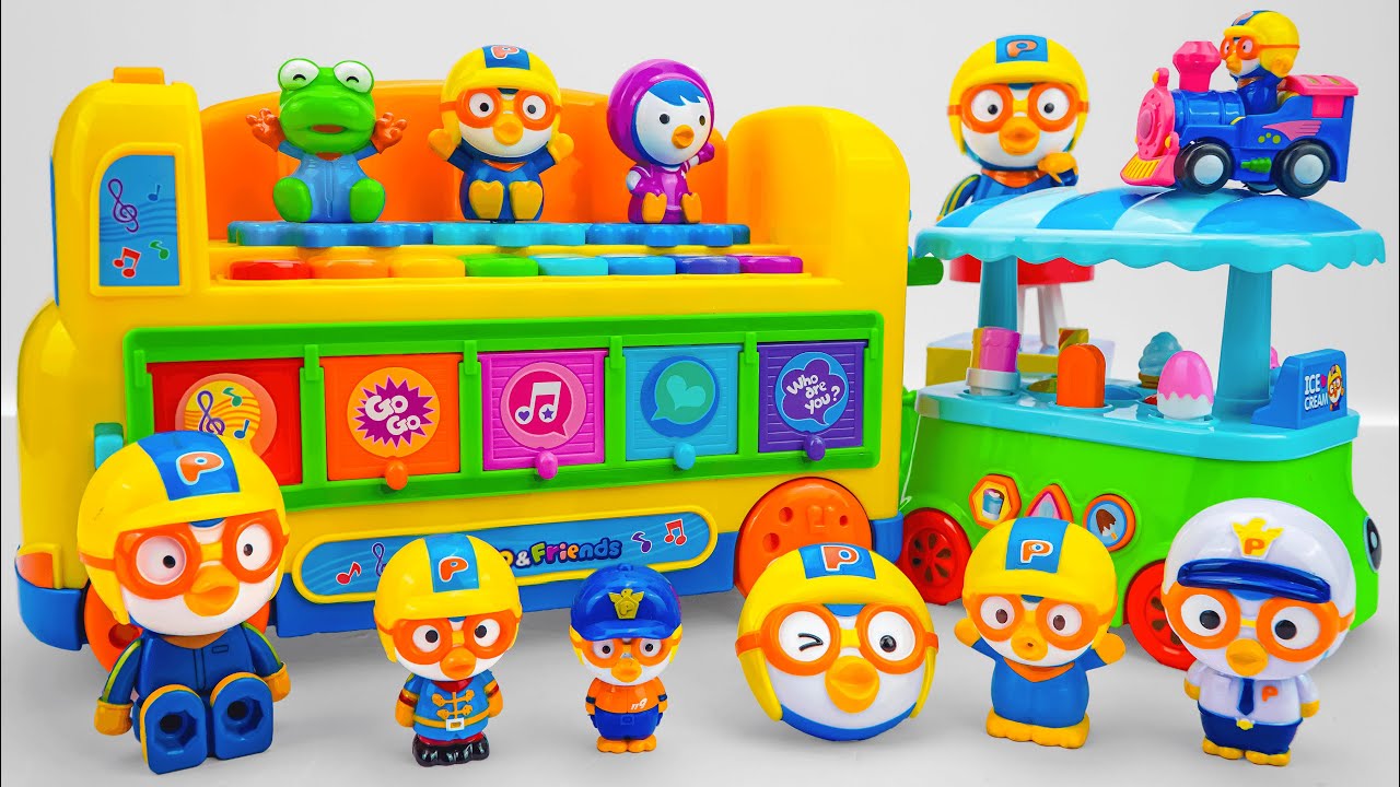 [💚Toy ASMR💚] Pororo Music Play Bus Vehicle Car Melody 💛 Satisfying With Unboxing 💛 No talking 💛
