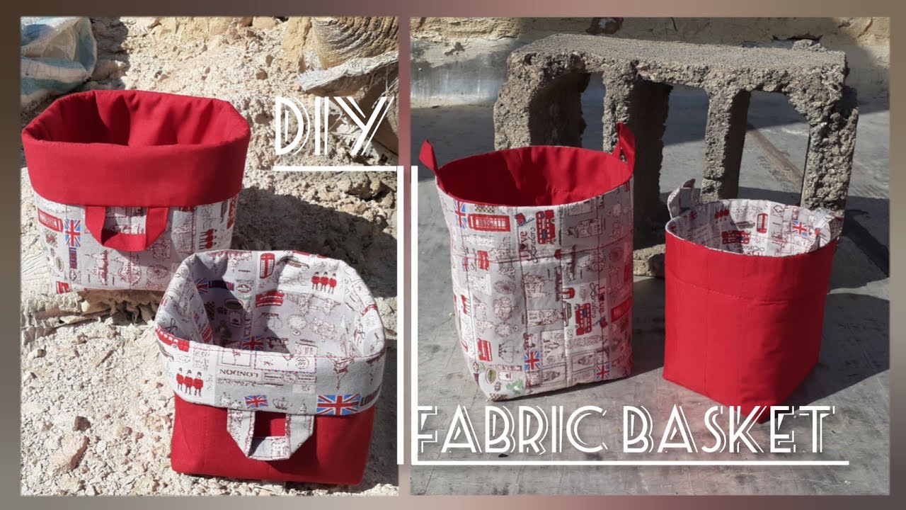 Diy simple fabric Basket,2 sizes + free pattern》 آموزش باکس پارچه ای در دو سایز