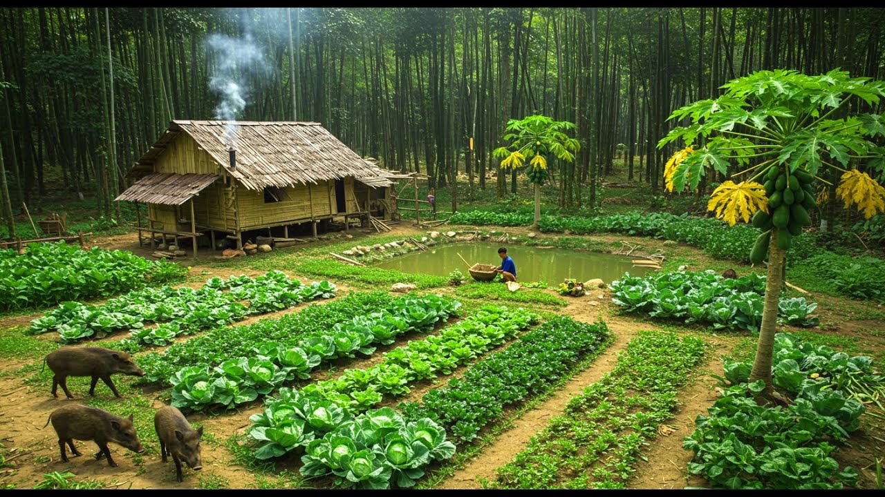 Full video: 30 days of survival, surviving and building a complete shelter.