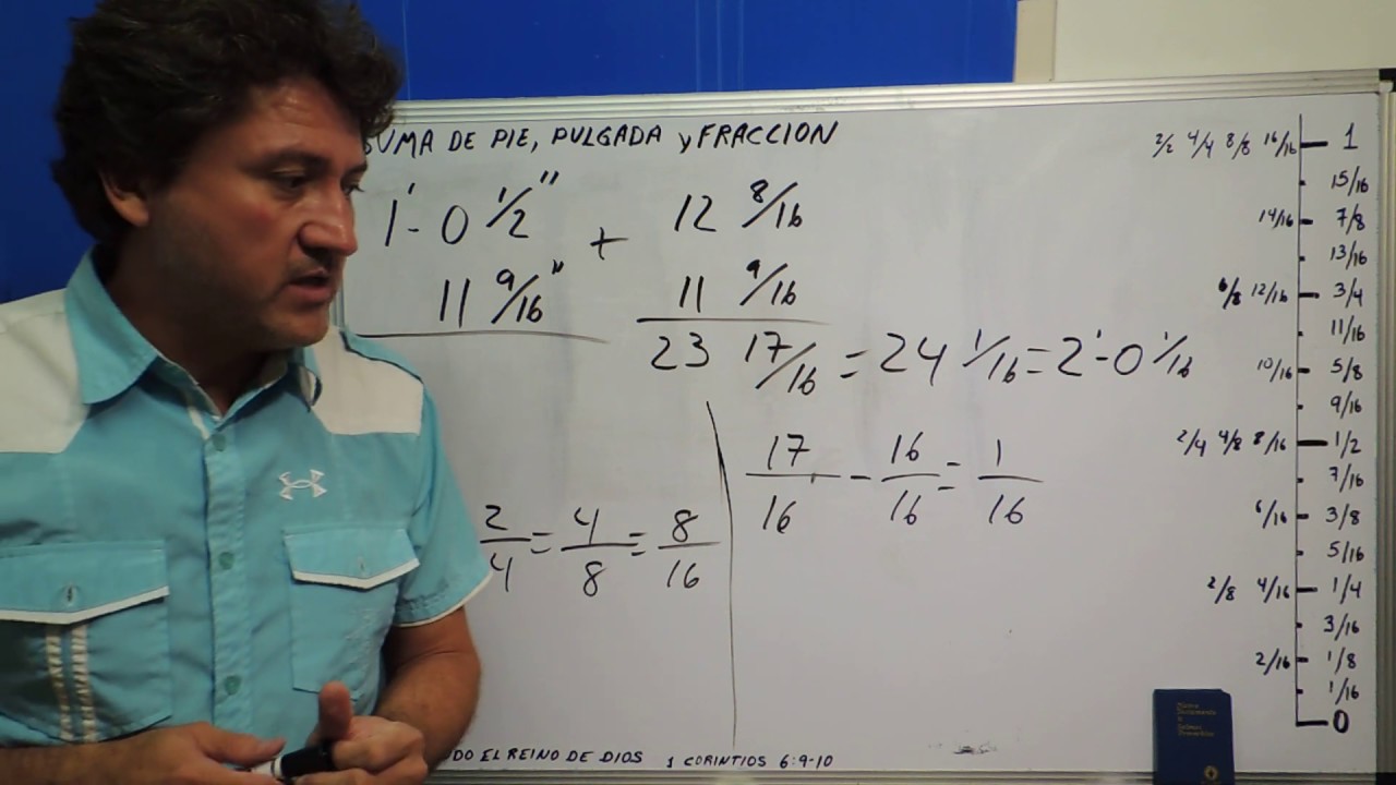 SUMA DE PULGADAS Y FRACCIONES