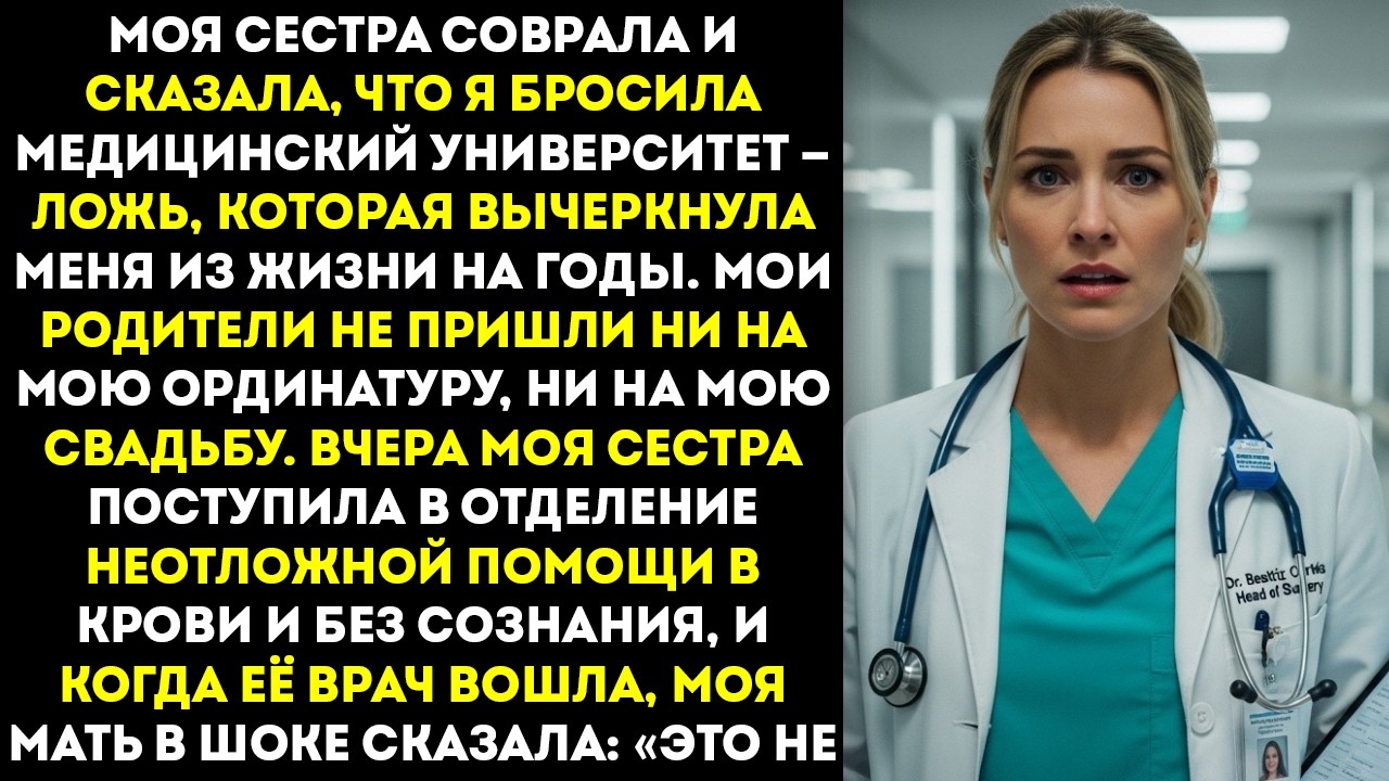 Меня вычеркнули из-за лжи моей сестры. 5 лет спустя я спасла её жизнь в своей операционной!