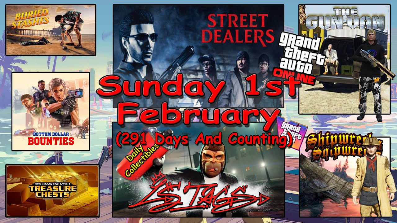 Street Dealers, LS Tags, Gun Van, Shipwreck plus more Locations Sunday 1st Feb - GTA V Online