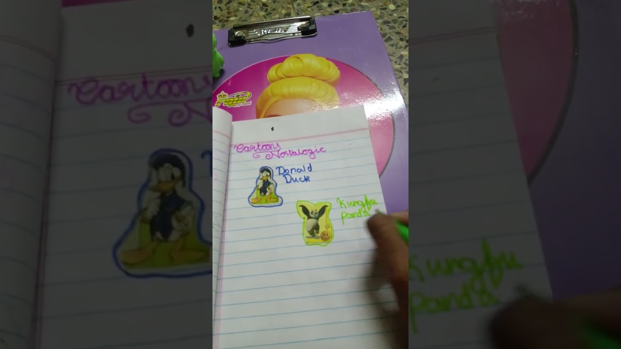 Simple cartoon journal with waste school use labels 🌈