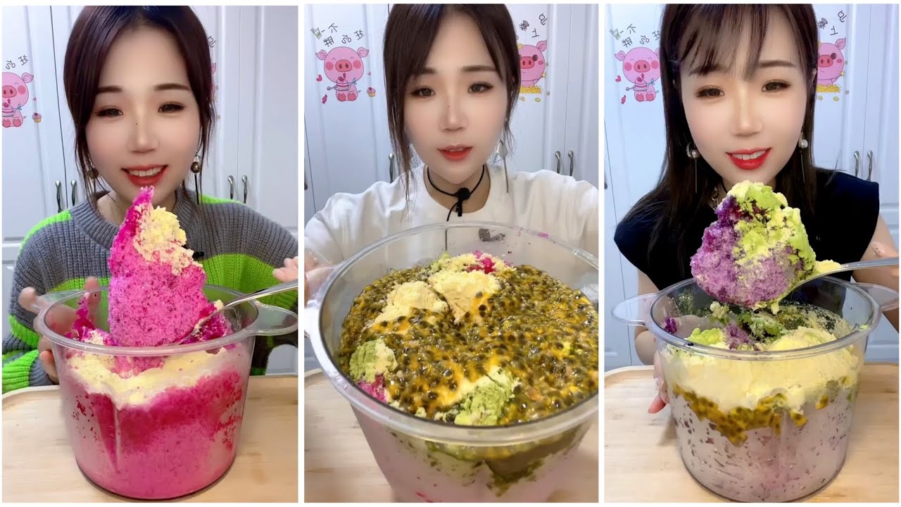 🎄ASMR ICE EATING | MATCHA & MILK POWDER with PASSION FRUIT | RELAX VIDEO🎄