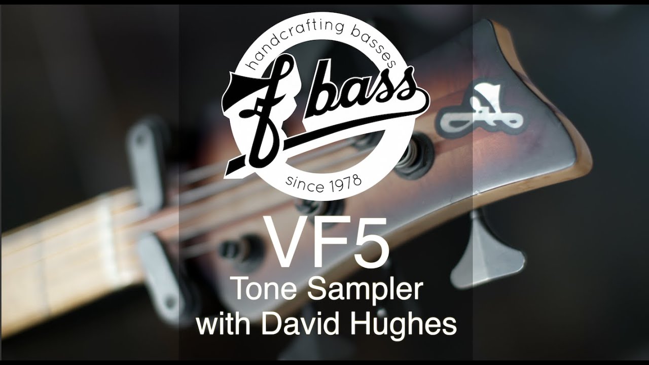 David Hughes demoing the tones of an F Bass VF5 five-string bass guitar