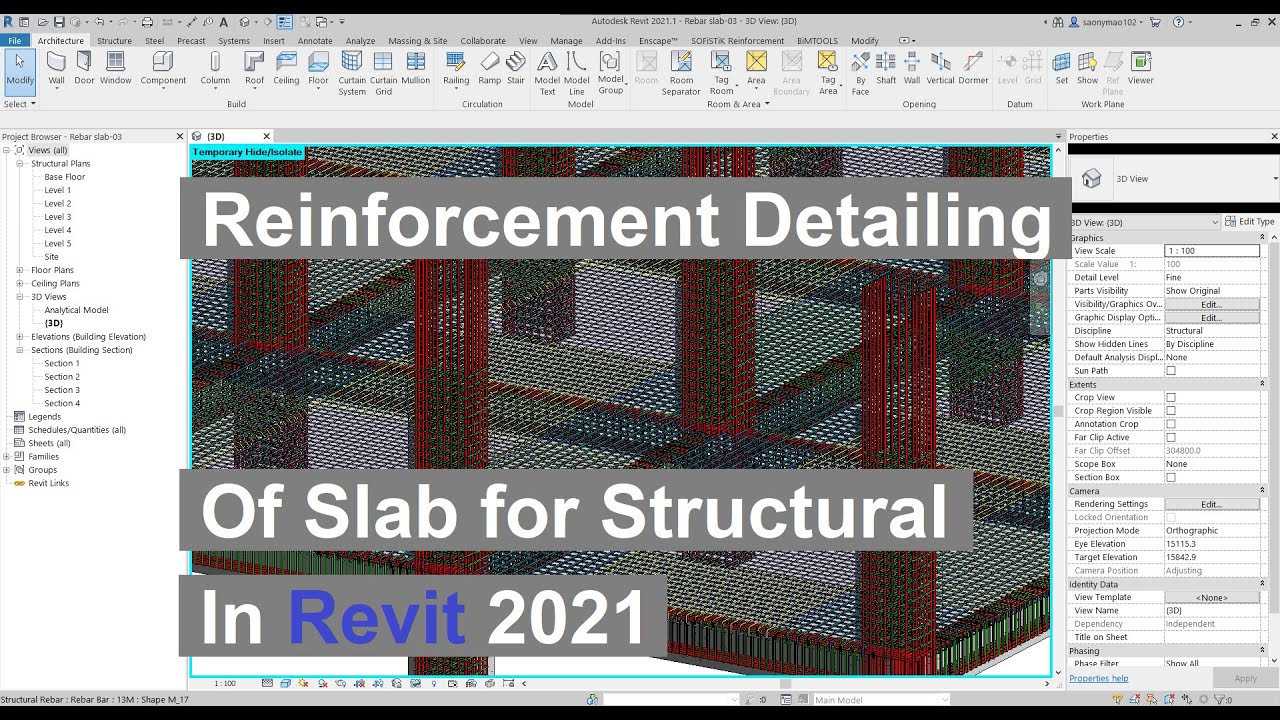 Reinforcement detailing of slab for structural in Revit 2021