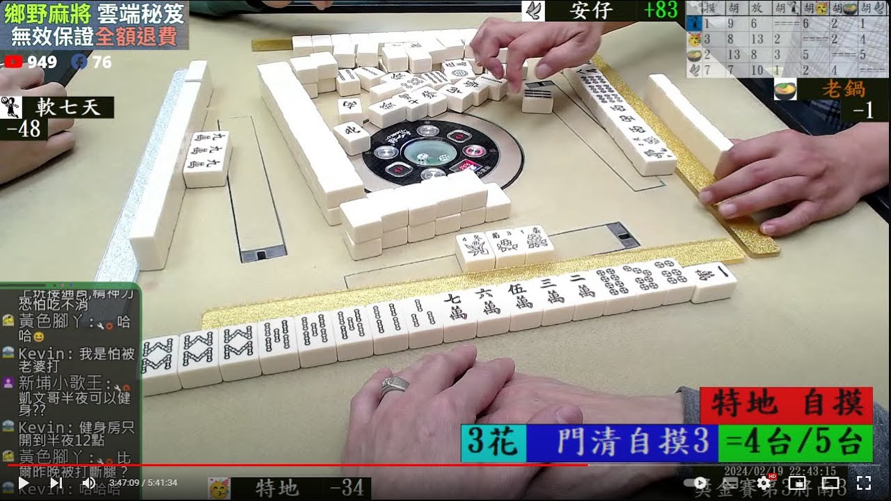 鄉野棋牌 獎金六百最高分帶走 240219晚場 安仔 特地 老鍋 軟七天
