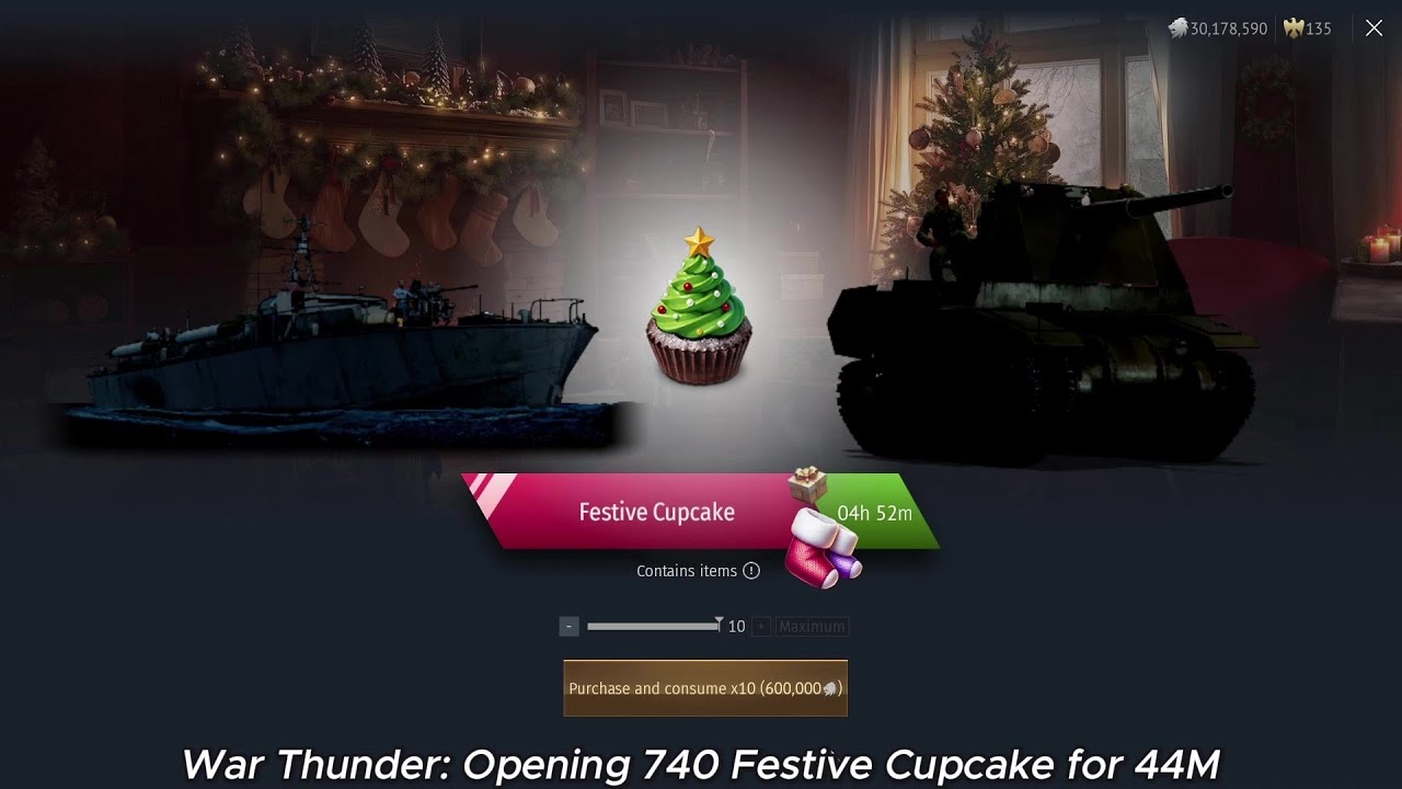 War Thunder: Opening 740 Festive Cupcake for 44 Million #warthunder