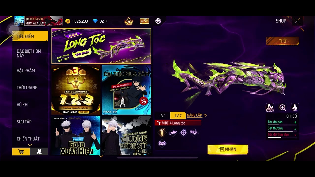 Săn m1014 full sẽ hết bao nhiêu kc #freefire #garenafreefire #nhasangtaofreefire 