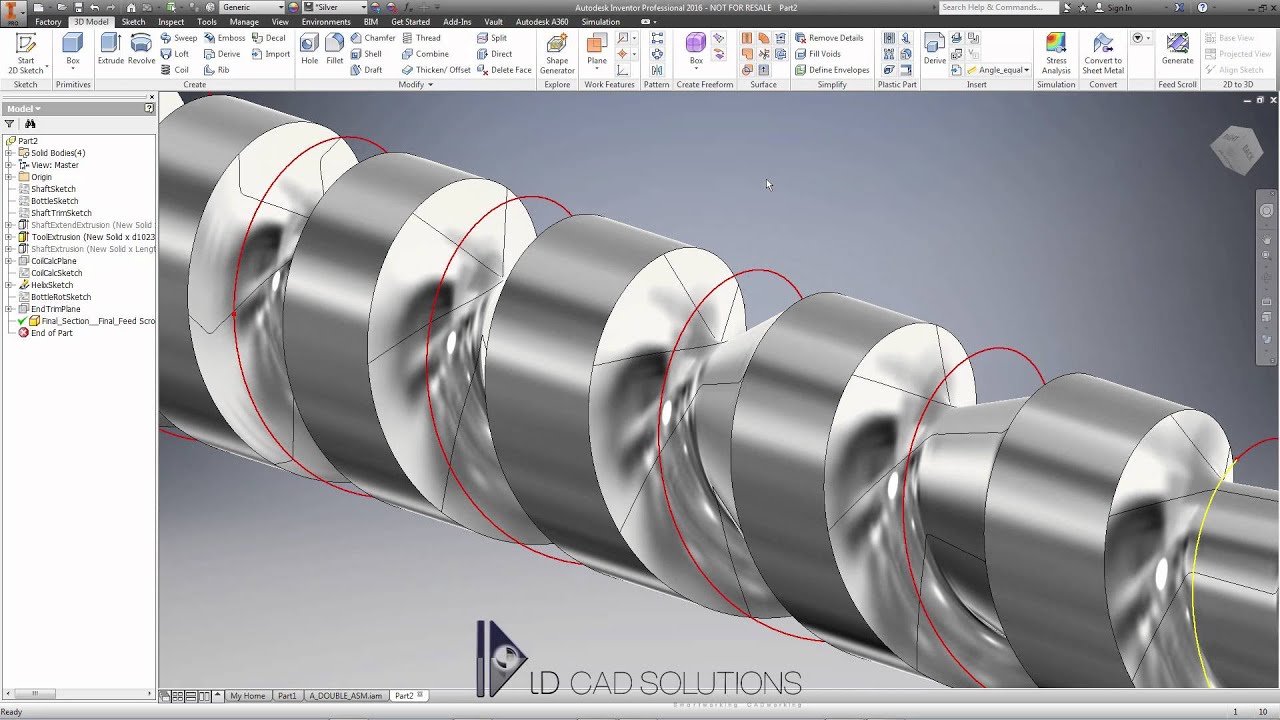 Create Feed Scrolls / Bottle Screws with Autodesk Inventor - Tutorial