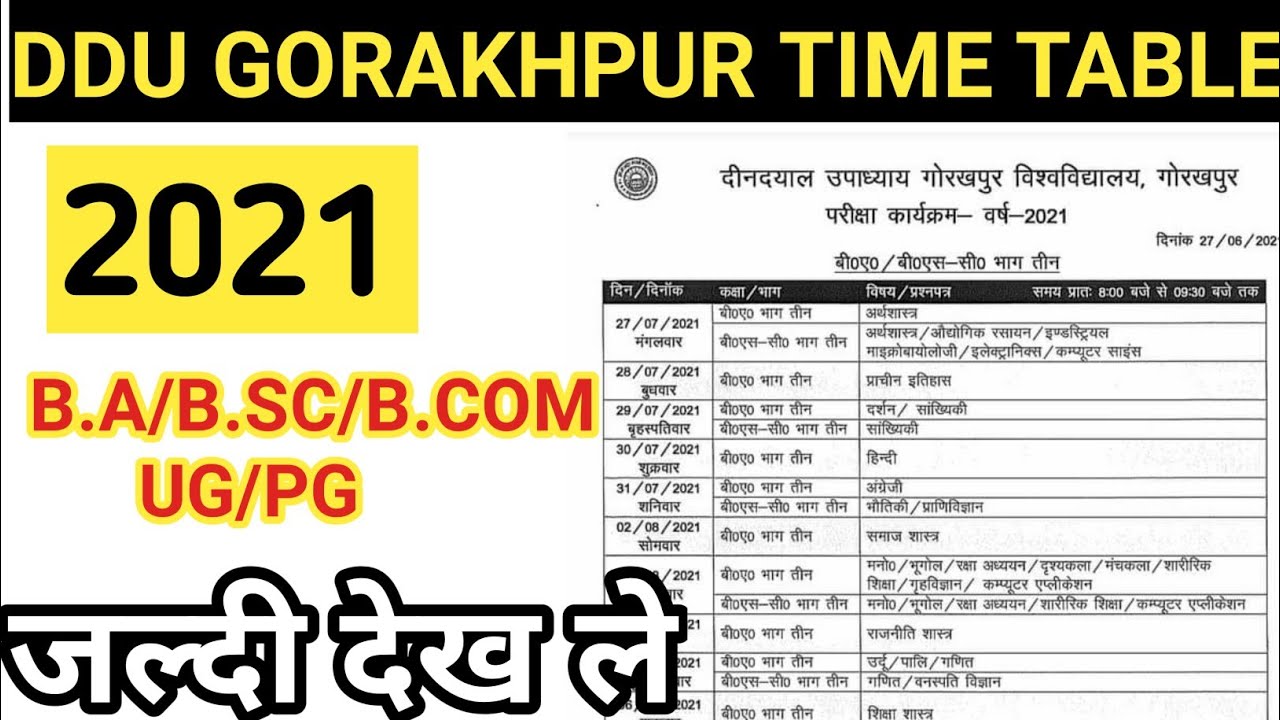 DDU UNIVERSITY😁😁 TIME TABLE DOWNLOAD 2021/DDU UNIVERSITY TIME TABLE 2ND/3RD YEAR DDU EXAM DATE 2021