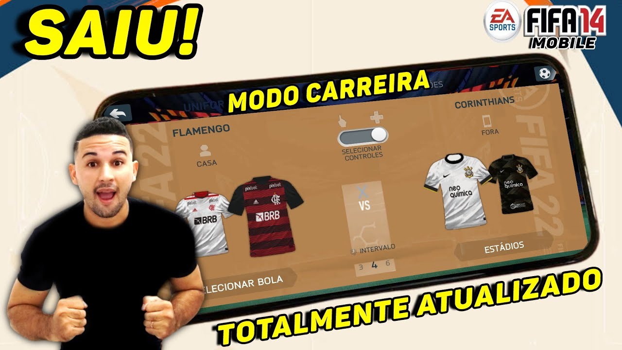 SAIU! MODO CARREIRA OFFLINE COM TRANSFERÊNCIAS E UNIFORMES ATUALIZADOS NO FIFA 14 MOBILE