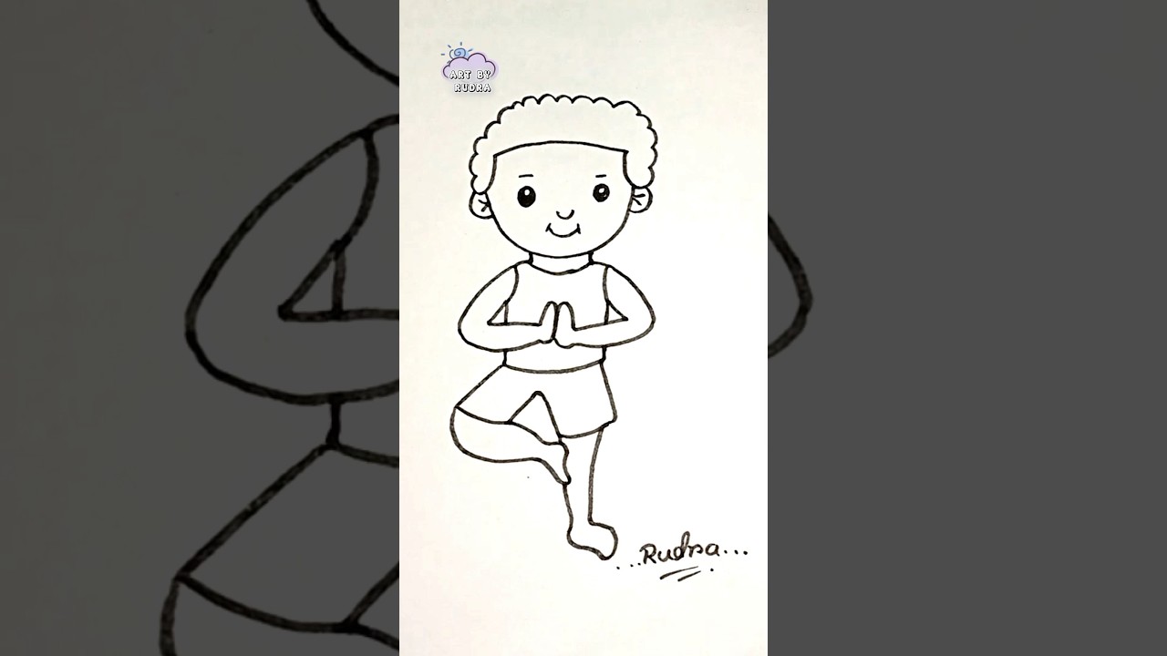 Exercise Time Eseche 🧘&zwj;♂️  #shorts #drawing #easydrawing #asanadrawing #yoga #boys #kids #boy #2024