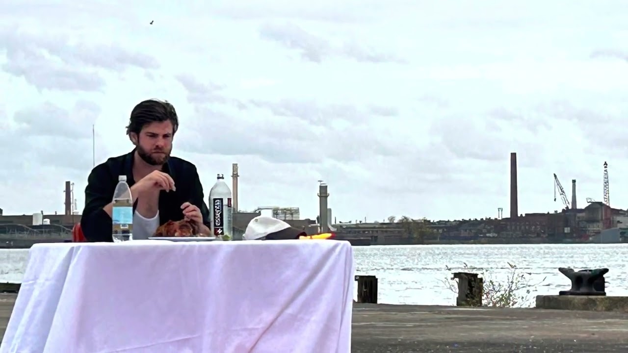 Philly Chicken Man eats 40th chicken on a pier