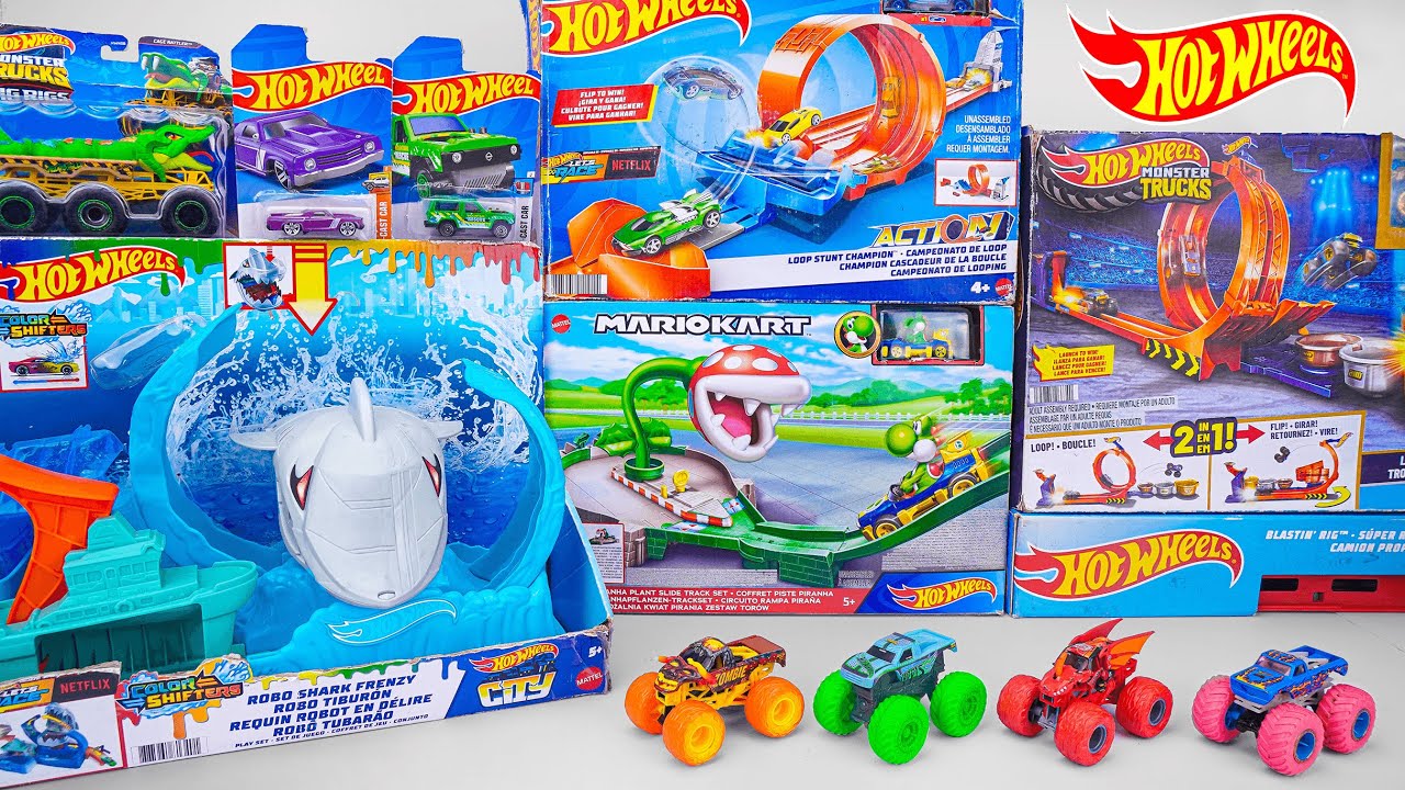 Hot Wheels Collection Unboxing Review ASMR | Hot Wheels Mario Kart Piranha Plant Slide Track Set