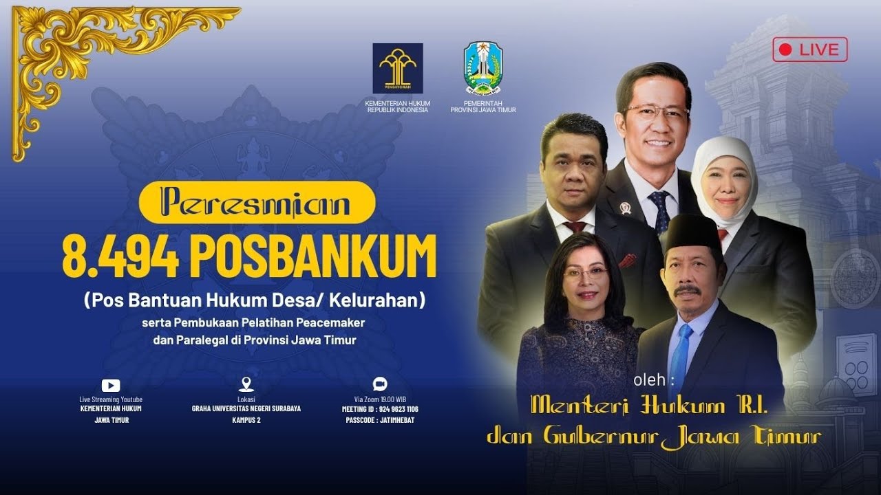 Peresmian Pos Bantuan Hukum Desa / Kelurahan Jawa Timur