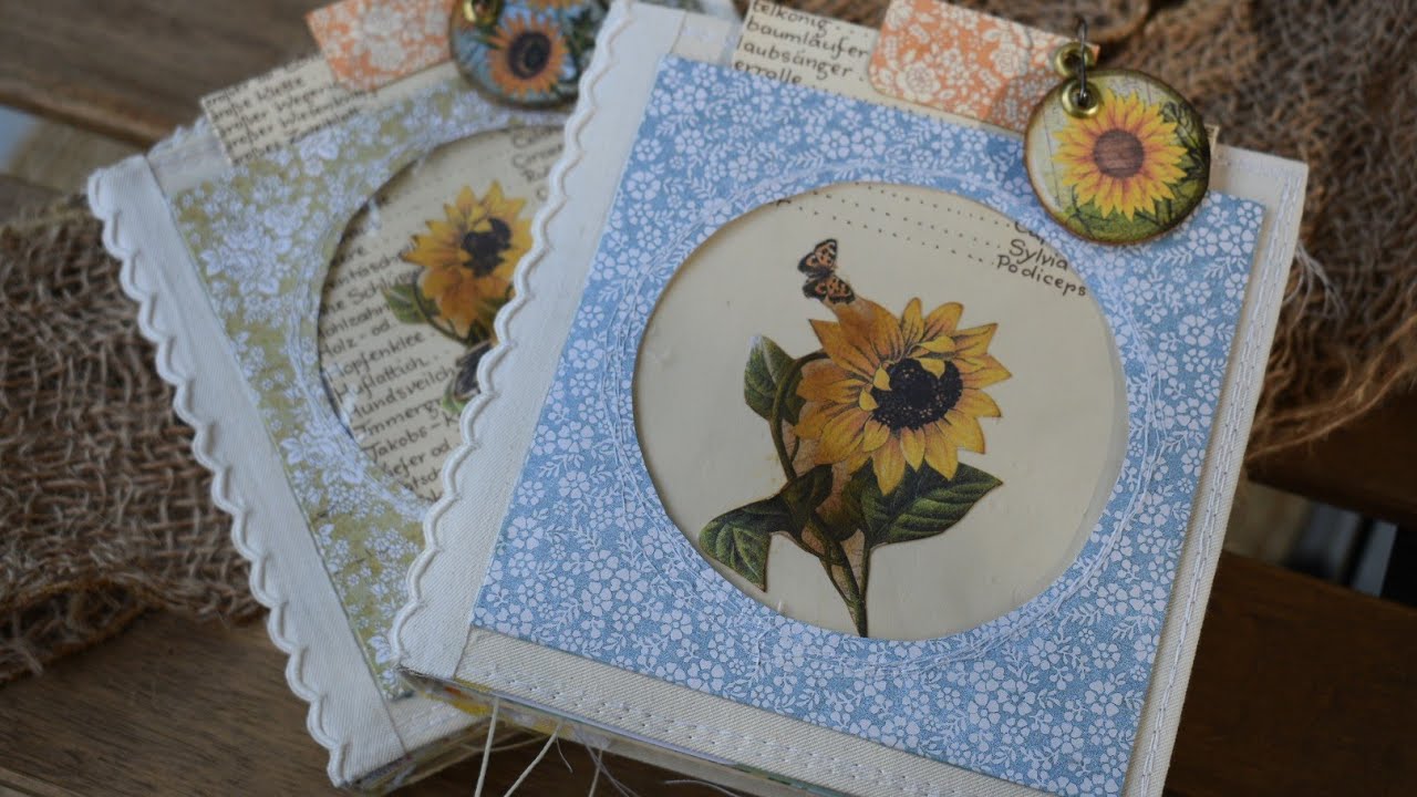 (Sold, thank you ❤❤❤)ASMR JOURNAL FLIP THROUGH.Two Cute Square Sunflower journals