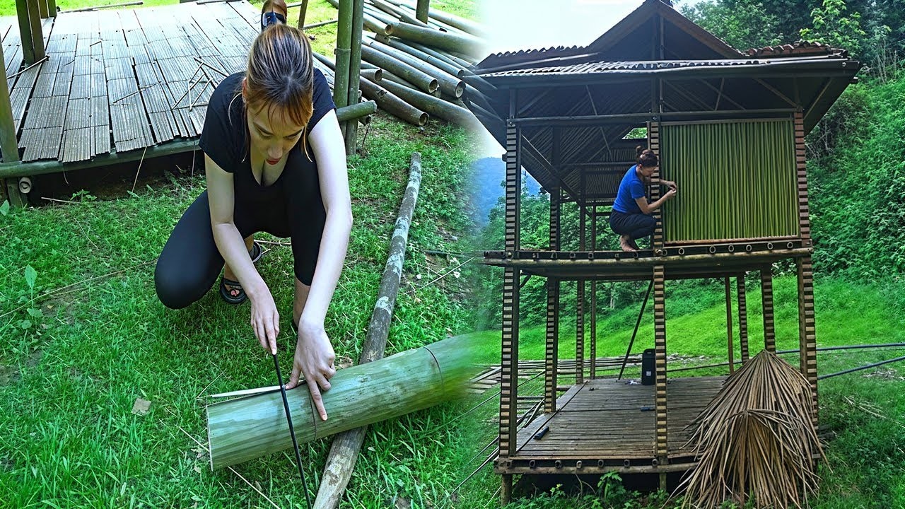 17-Year-Old Single Mom Builds a 2-Story Bamboo House Alone: She built bamboo fences, pillars & walls