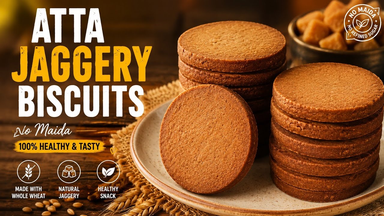 Atta Jaggery Biscuits | Eggless Tea-Time Cookies | easy cooking with das