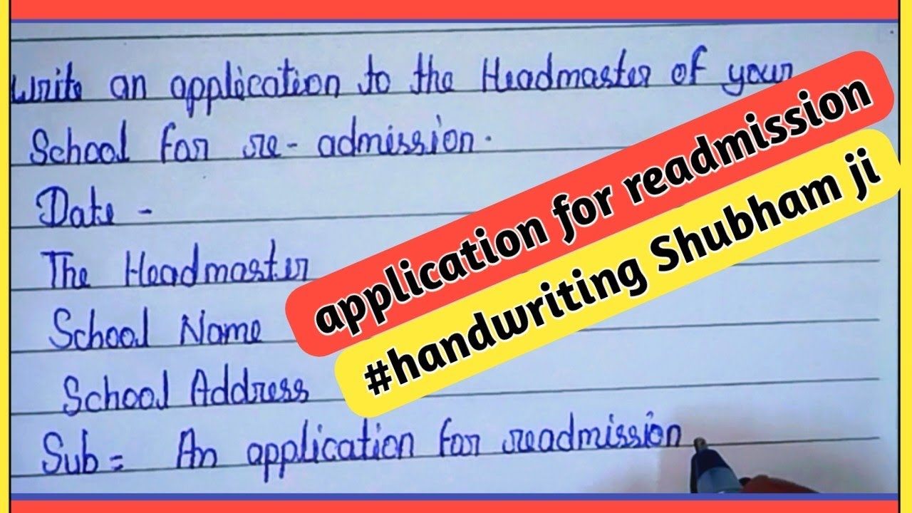 application for readmission. sample handwriting practice//#handwritingshubhamji.