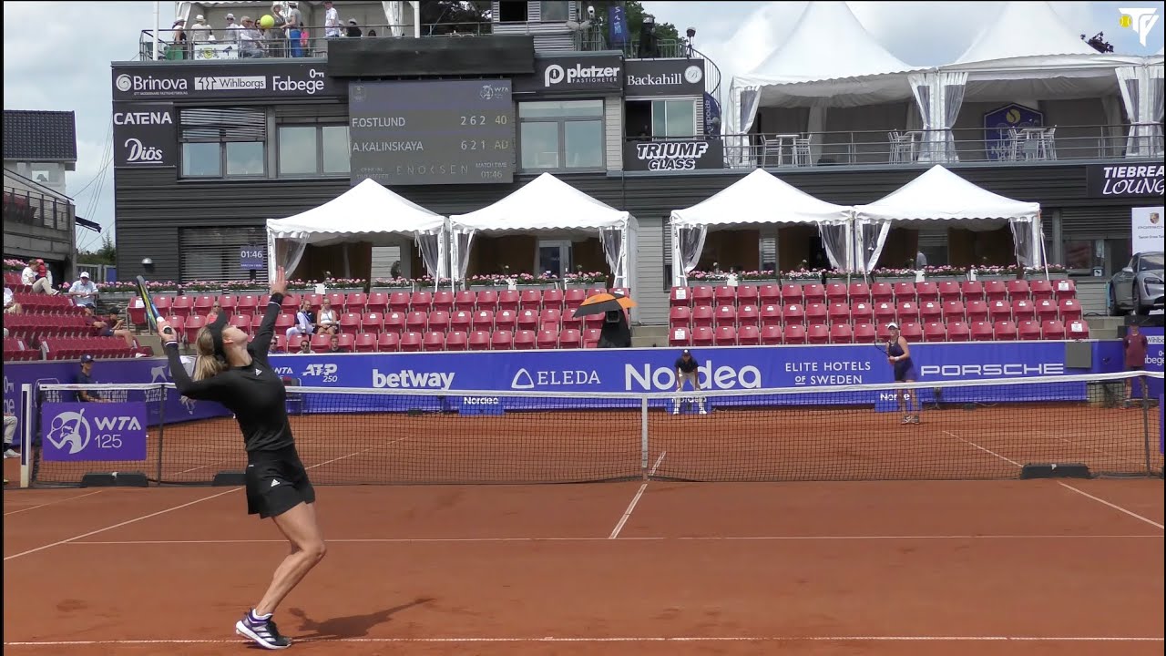 Anna Kalinskaya vs Fanny Östlund (4K 60FPS) Court Level Highlights Swedish Open 2021
