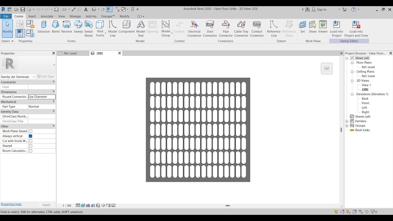 Data Center False Floor Grille Revit Family Creation.