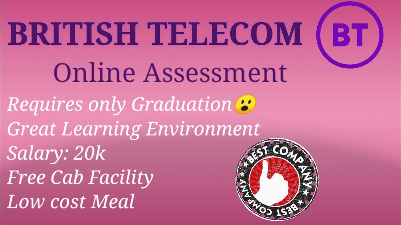 BT#2 British Telecom Placement Preparation for Online assessment test questions