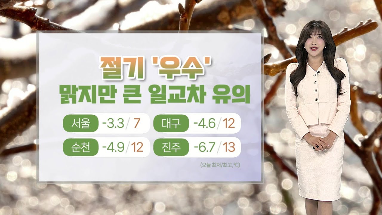 [날씨] 절기 '우수' 맑고 큰 일교차…영남 대기 건조 / 연합뉴스TV (YonhapnewsTV)