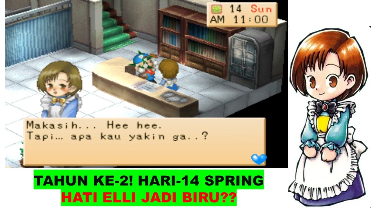 HARVEST MOON BACK TO NATURE TAHUN KE 2 14 SPRING KASIH GIFT ELLI SAMPE HATINYA BIRU (MULAI SUKA)