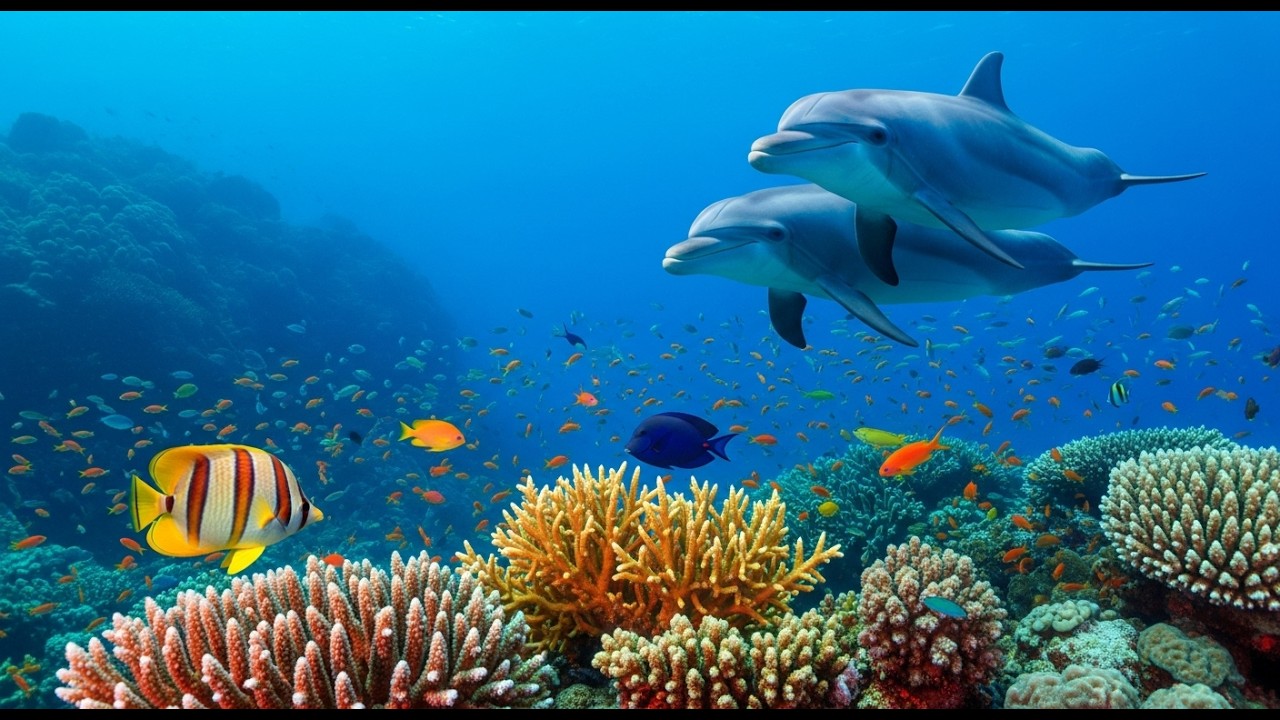 DREAM AQUARIUM 4K - Marine Life, Sea Animals and Coral Reef - Fish Tank Sounds for Peaceful Sleep #1