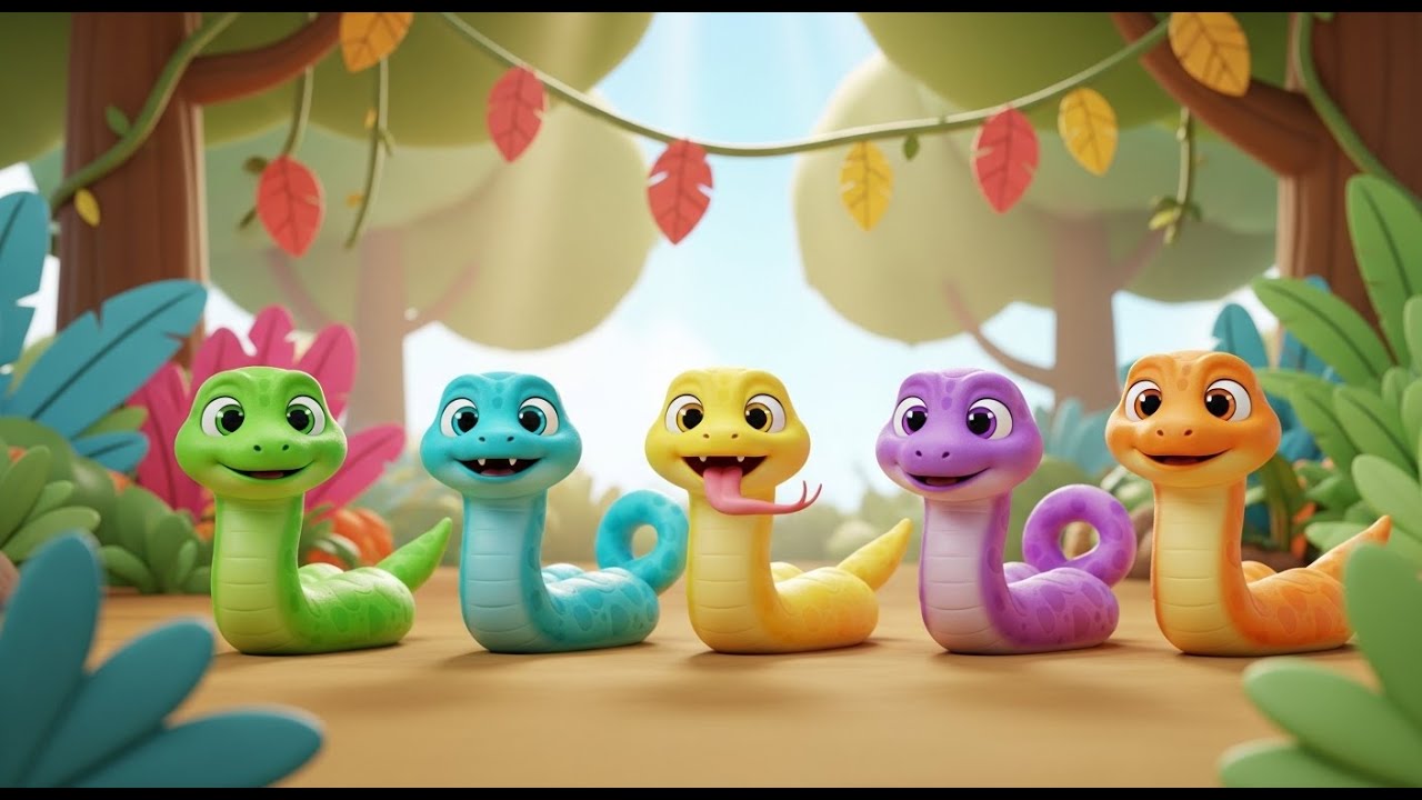 Five Little Anacondas Slither Slither Slither | Jungle Animal Song & Counting for Kids