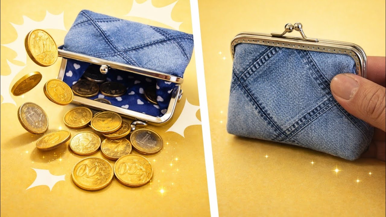 Portamonete fai da te ✂️ (senza cartamodello)Tutorial facile con chiusura click clac 