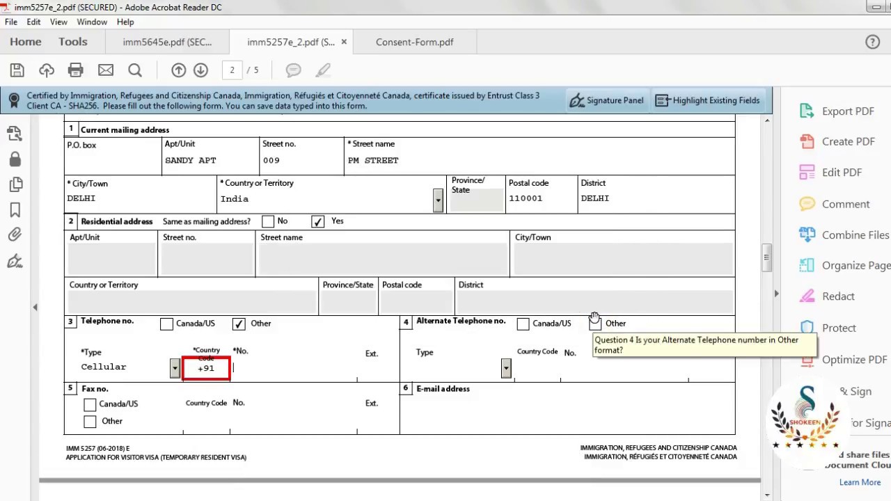 How to Fill up Canada Tourist Visa Form | How to Complete IMM 5257 and  IMM 5707 for Canadian TRV