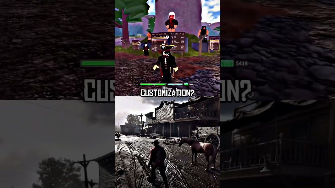 Red Dead Redemption 2 Vs. Roblox Wild West #robloxwildwest #brookhaven #rdr2 #rdr2edit #roblox