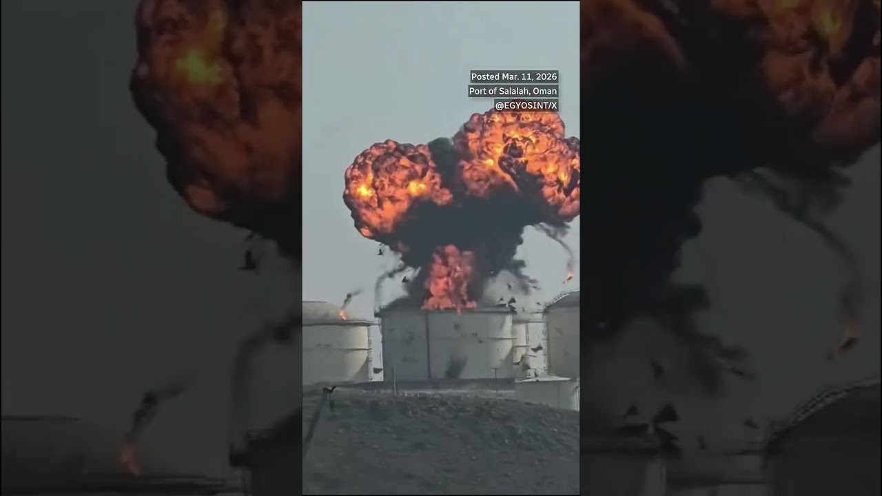 Drone strike on Oman oil facility caught on video