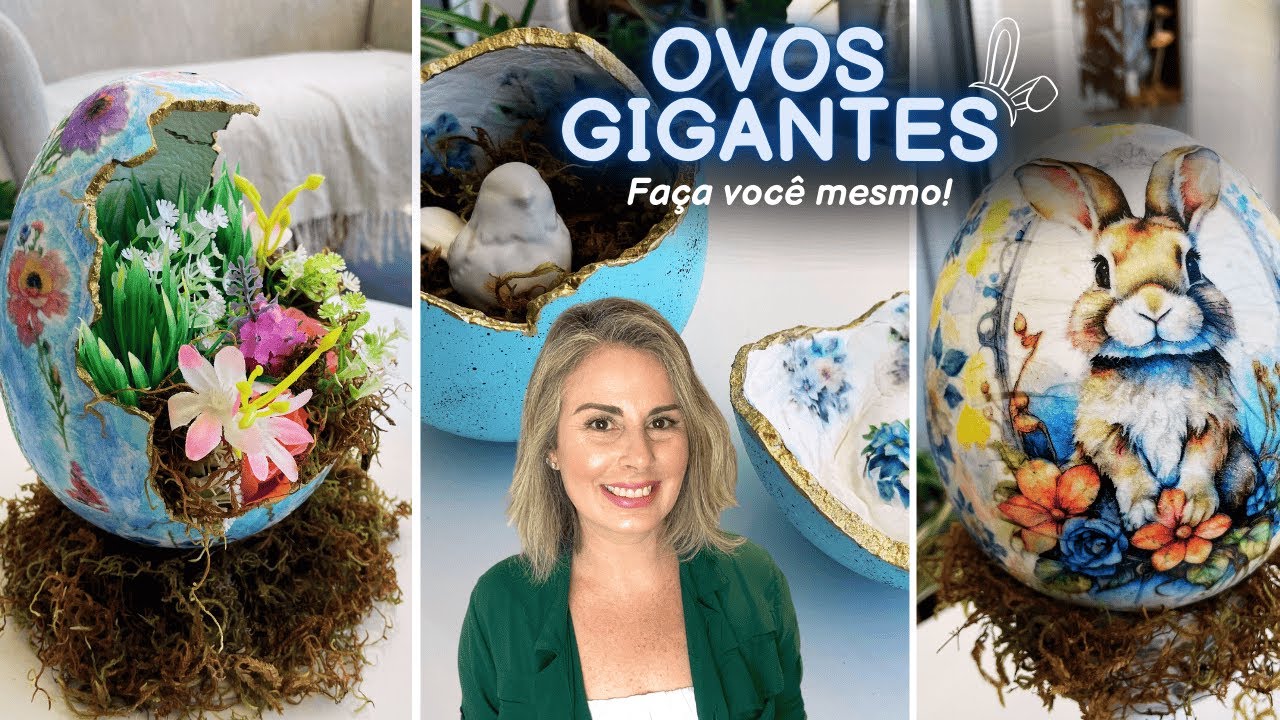 DIY OVOS GIGANTES DE GESSO | Decoração | Páscoa 2025 | Faça você mesmo!