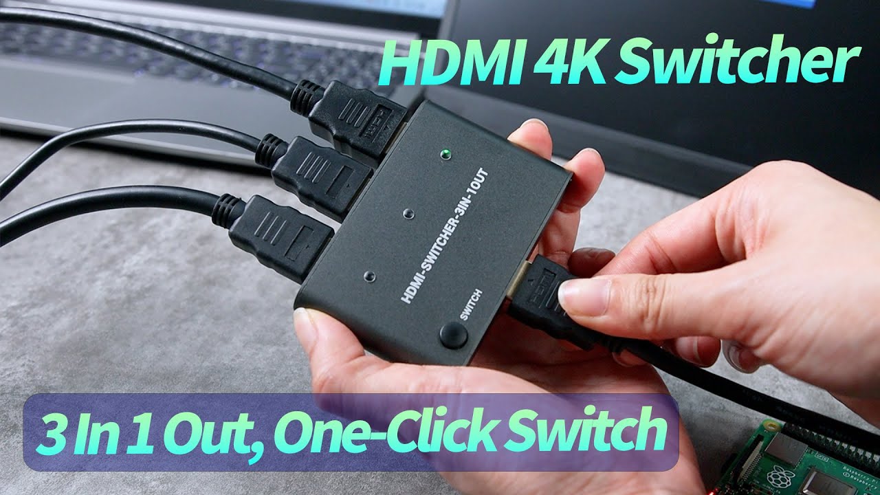 Waveshare HDMI 4K Switcher, 3 In 1 Out, One-Click Switch