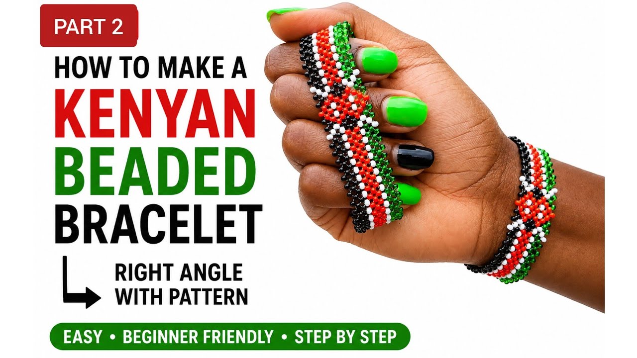 Kenya Flag Beaded Bracelet 🇰🇪 Part 2 | RAW Pattern Tutorial | Step-by-Step Beadwork DIY