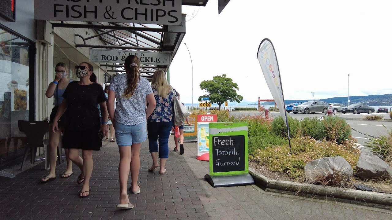 (4K) Taupo CBD walk, New Zealand. December 2021.