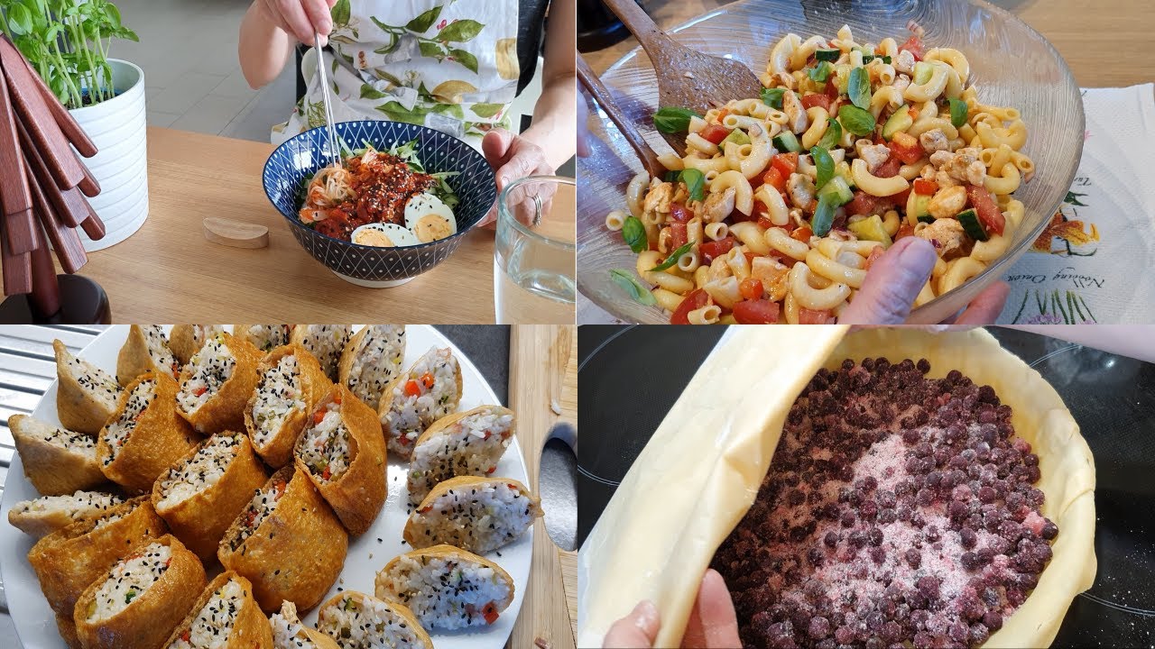 여름 입맛 살리는 집밥 레시피 🌿| 시원하고 가벼운 일주일 집밥 브이로그 | 비빔국수, 유부초밥, 파스타 샐러드, 블루베리 파이, 떡볶기 만드는 주부 일상