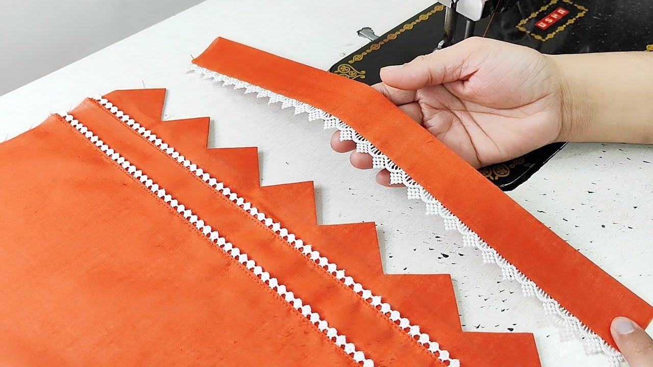 सबसे Stylish Trouser डिज़ाइन बनाएं Cutwork और Lace के साथ | Trouser Design with Fabric Patti