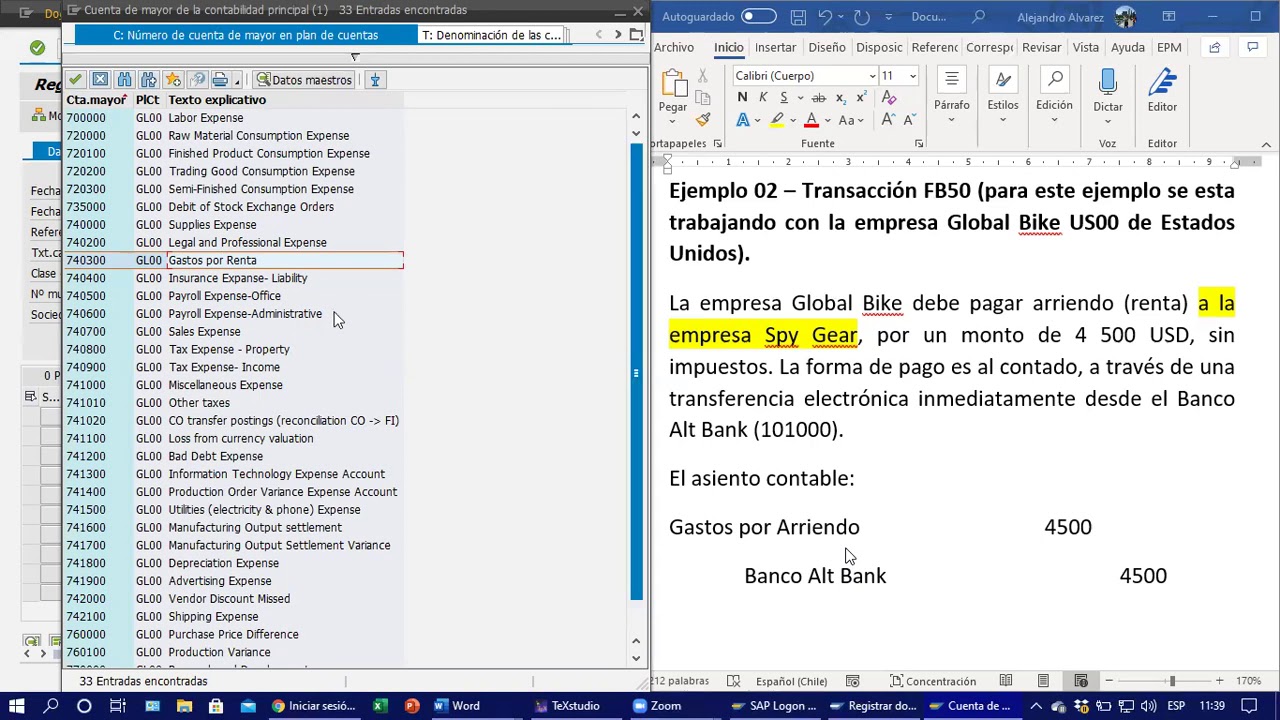 Transacción FB50 - Ejemplo 02 - Pago de Arriendo - Con impuestos y sin impuestos