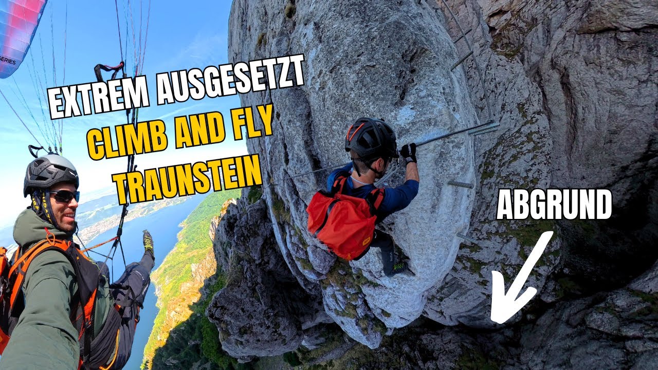 Traunstein via Traunsee Klettersteig mit Gleitschirm | Sehr schwieriger Climb and Fly