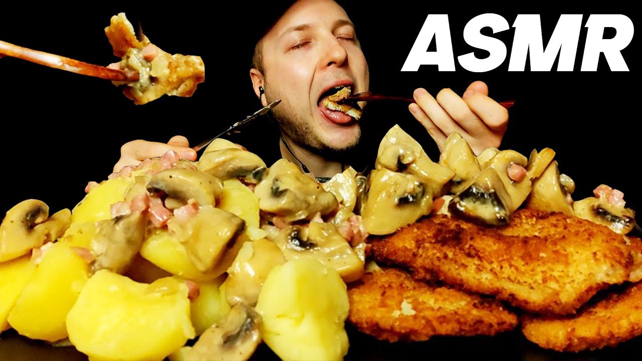 ASMR SCHNITZEL WITH POTATOES & MUSHROOM SAUCE MUKBANG | No Talking Eating Sounds | Chill Down ASMR